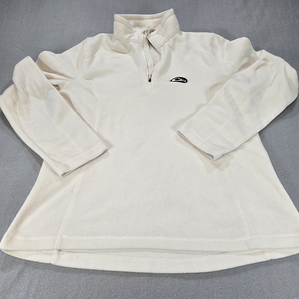 Lady Drake Cream Quarter Zip Fleece Pullover Women's Large Soft Cozy